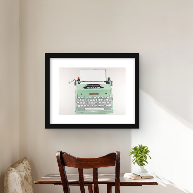 «Mint Typewriter», rétro, néo, Noir, H 16 po x l 20 po