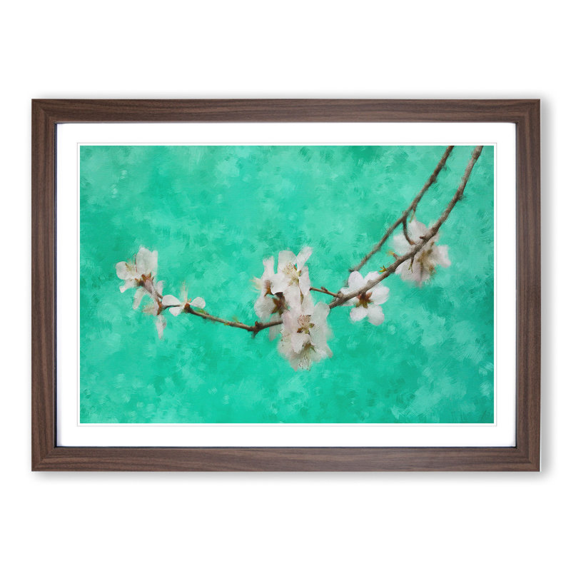 White Cherry Blossom Vol.2 Painting - Picture Frame Graphic Art, Walnut, 48cm H x 65cm W x 2cm D