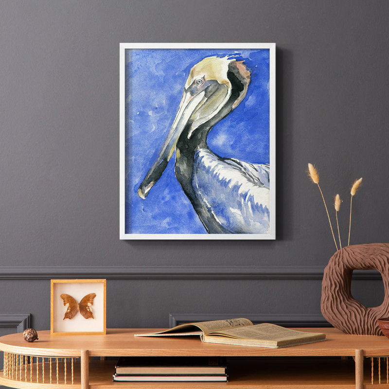 Pelican Pool II, reproduction encadrée - bois massif, Blanc, H 28 po x l 22 po