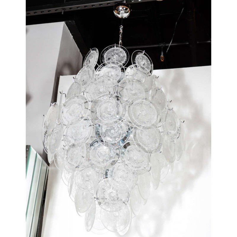 Lustre fantaisie en nickel 10 lumières Murana, Clair, H 48 po x l 24 po x P 24 po, Laiton