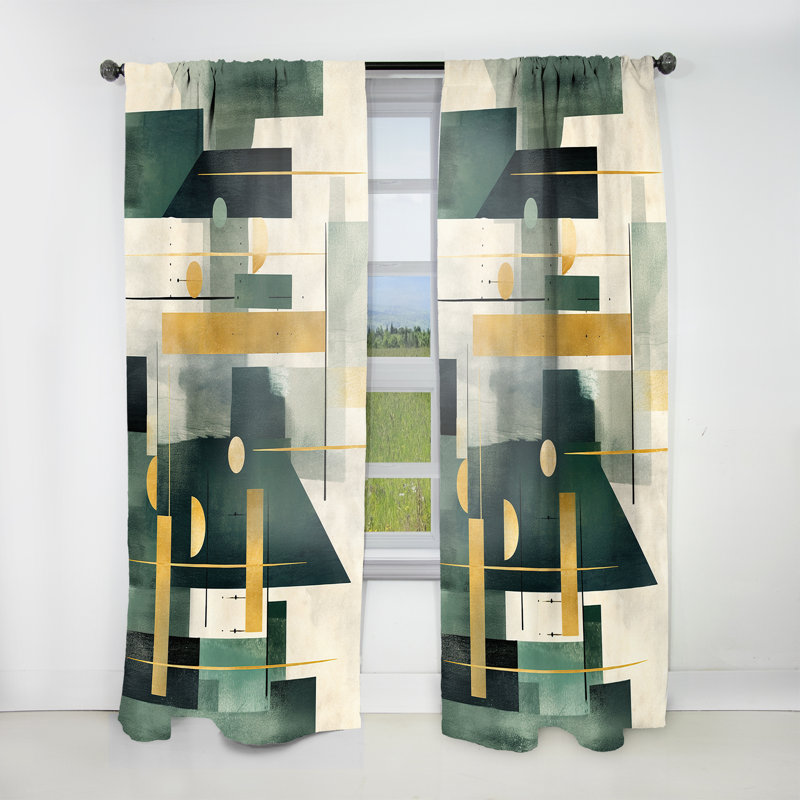 Univers vert doré - Rideau moderne - Velours obscurcissant - 1 panneau, L 52 po x L 90 po