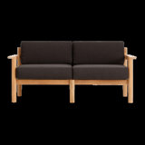 Haven Teak Outdoor Loveseat with Sunbrella Cushions and Wooden Armrest
