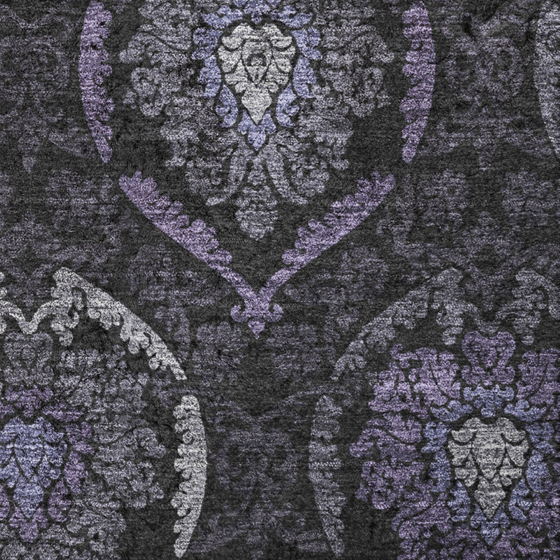 Tapis oriental à poils longs de qualité supérieure lavable à la machine ADS809, Mauve, 3 pi x 5 pi