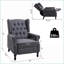 Fauteuil inclinable à oreilles en tissu gris foncé HOMcom - dossier, capitonné, repose-pieds | Gris foncé | Métal