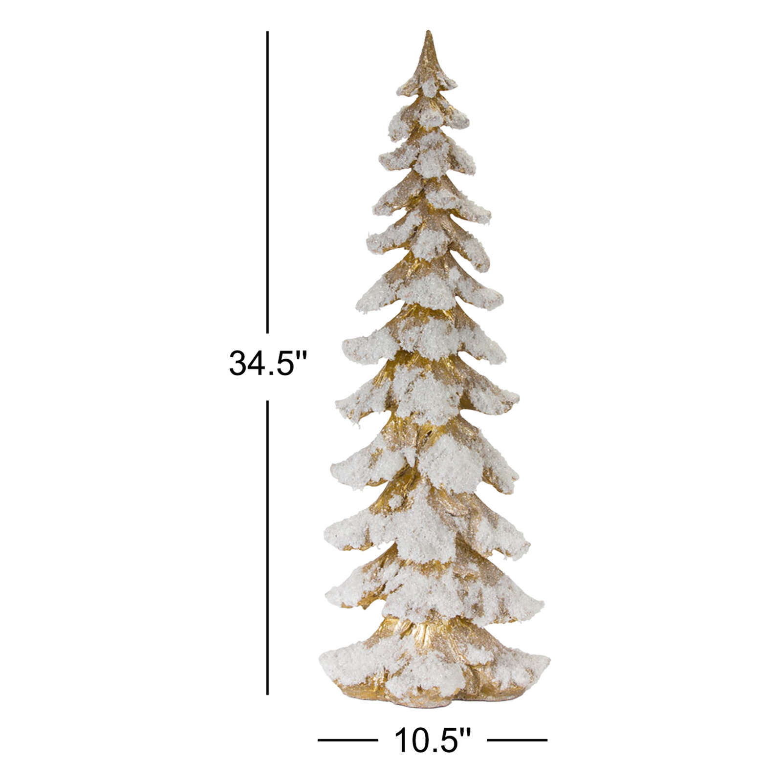 Resin Tabletop Christmas Tree, Gold, 34.5" H x 10.5" W x 7.75" D