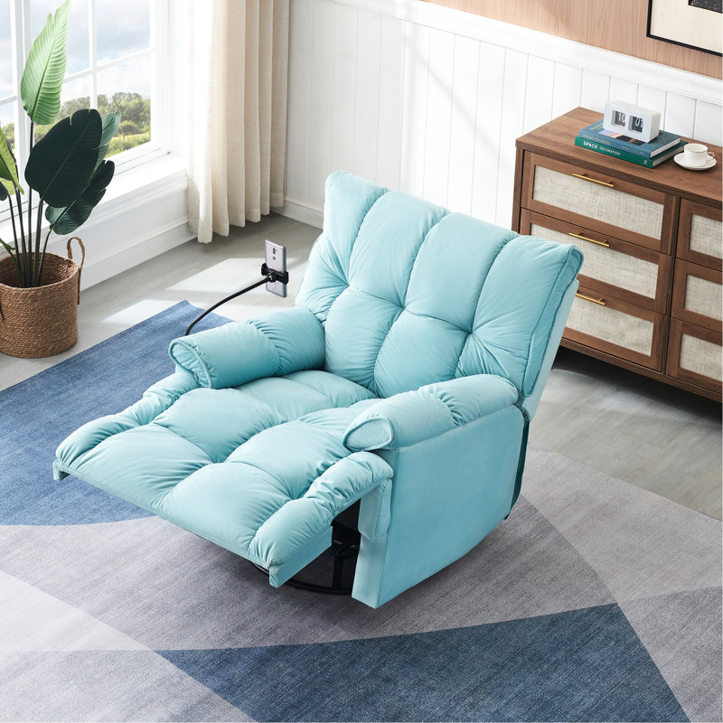 Cyan Comfortable With Built-In Phone Stand And Tray 1 Chair Soft Seat, Armrest Tray, Adjustable To 150 Degrees, For Small Living Spaces, Solid Wood + Panel