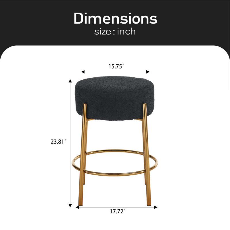 Tabouret de comptoir 23,81 po Gwyneira, Or, Noir