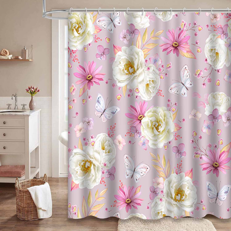Rideau de douche imperméable Spring Butterflies, L 72 po x l 84 po