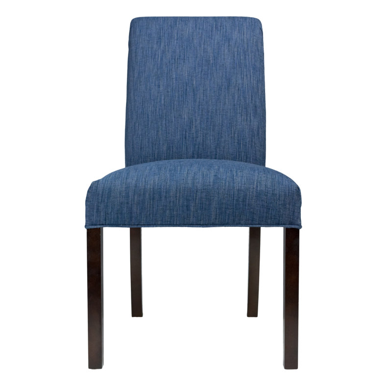 19'' H Upholstered Side Chair, Espresso, Key-Largo Denim