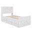 Lit plateforme simple en bois, lit de jour avec prises intégrées et tête de lit de rangement, cadre de lit extensible avec lit gigogne et 3 tiroirs