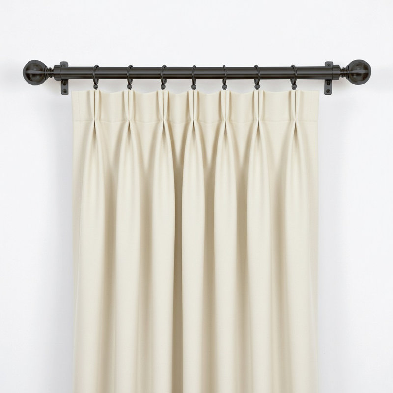 Extendable Metal Curtain Pole Set with Rings, Finials & Brackets, Adjustable 25mm Curtain Rods (Set of 2), Matte Black