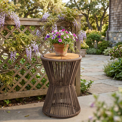 Nara Outdoor Side Table Acacia Wood & Woven Rope