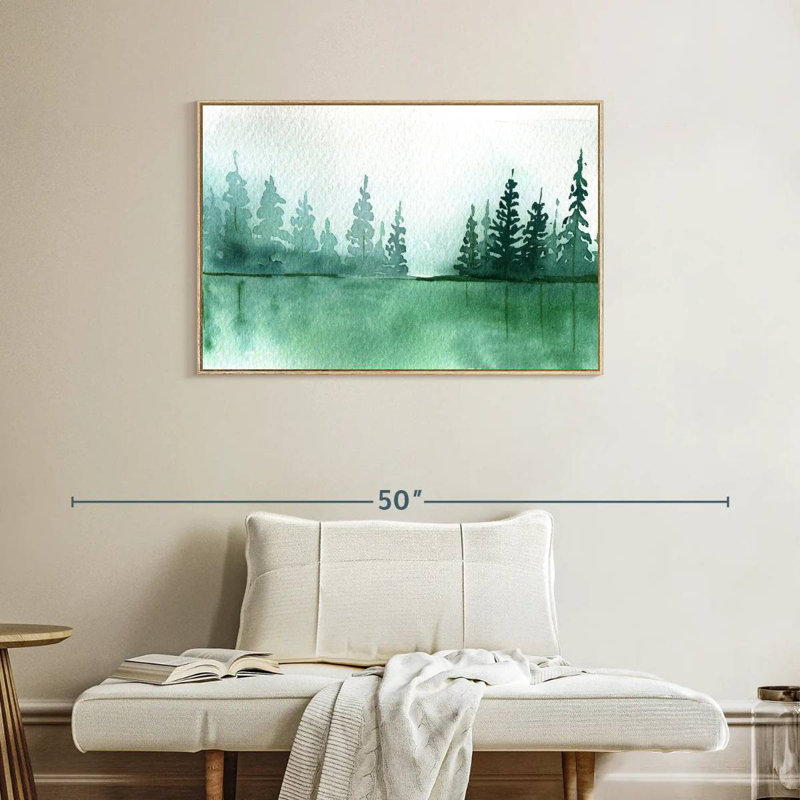 Silhouette de pin, Cadre flottant en bois naturel, 37 po x 25 po