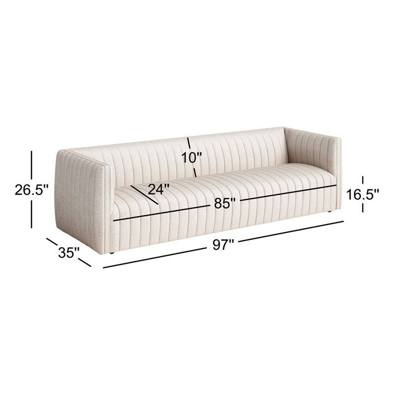 Augustine Sofa, Dover Crescent, 26.5" H x 97" W x 35" D
