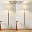 Lampe sur pied moderne en bois 65 po avec deux abat-jour en tissu et accents laiton 65 po