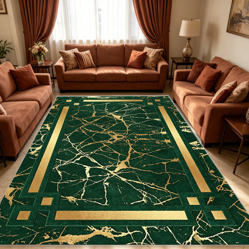 Emerald Marble Geometric carpet-easy to clean, machine-washable, soft and comfortable; suitable for door mats, kitchens, living rooms, bedrooms, corridors, and laundry areas. Easy to clean, durable carpet for home decoration.