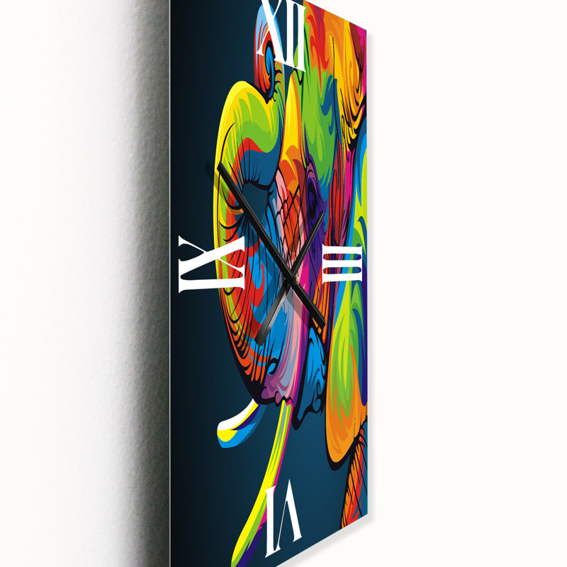 Horloge murale moderne The Happy Rainbow Elephant, Petit