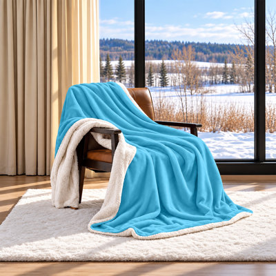 Reversible Sherpa Fleece Fur Thick Blanket