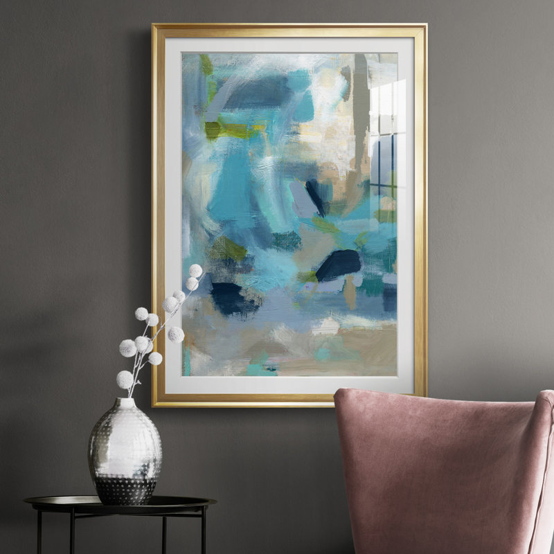 Circle the Beachfront - Peinture encadrée, H 30,5 po x l 42,5 po x P 1,5 po, Or
