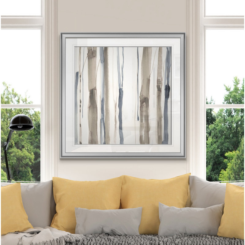 « duo tone trees », peinture, H 16 po x l 16 po x P 1,5 po, Encadrement argenté