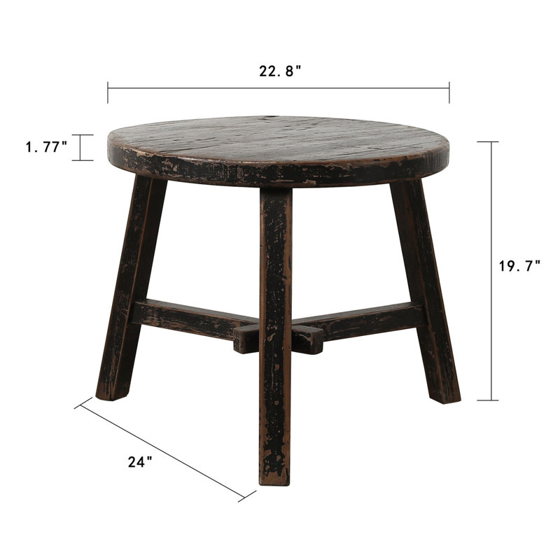 Approx. 23 Inches Round Side Table Distressed Black