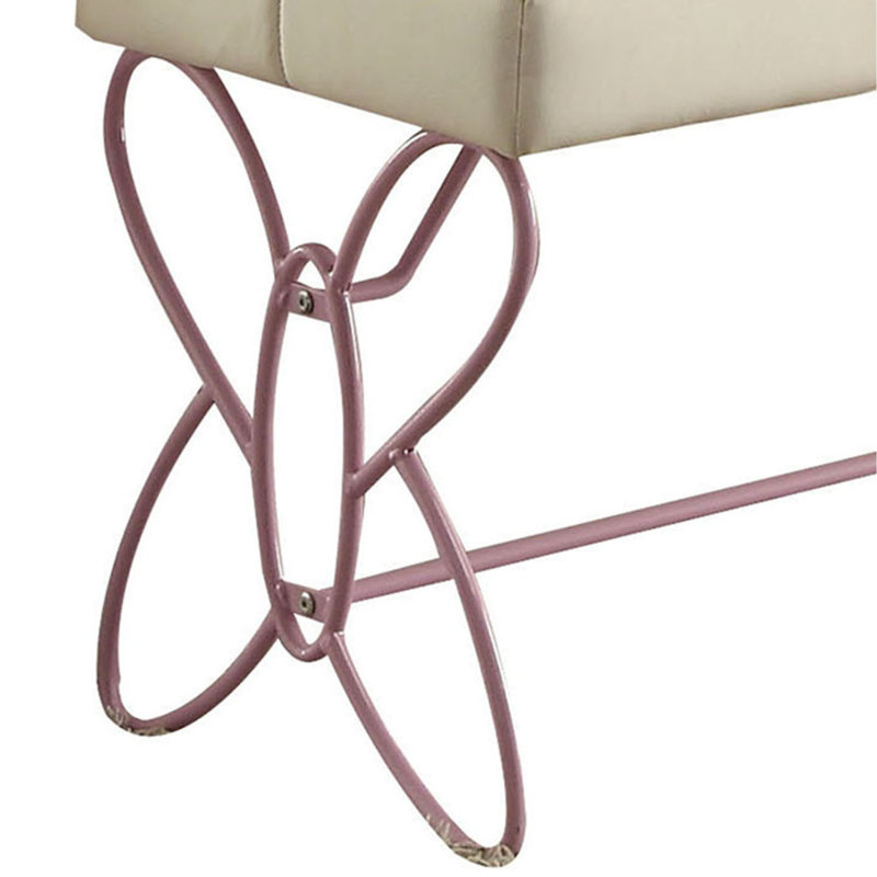 Charmant banc blanc et rose avec breloque papillon pour chambre à coucher moderne avec papillon