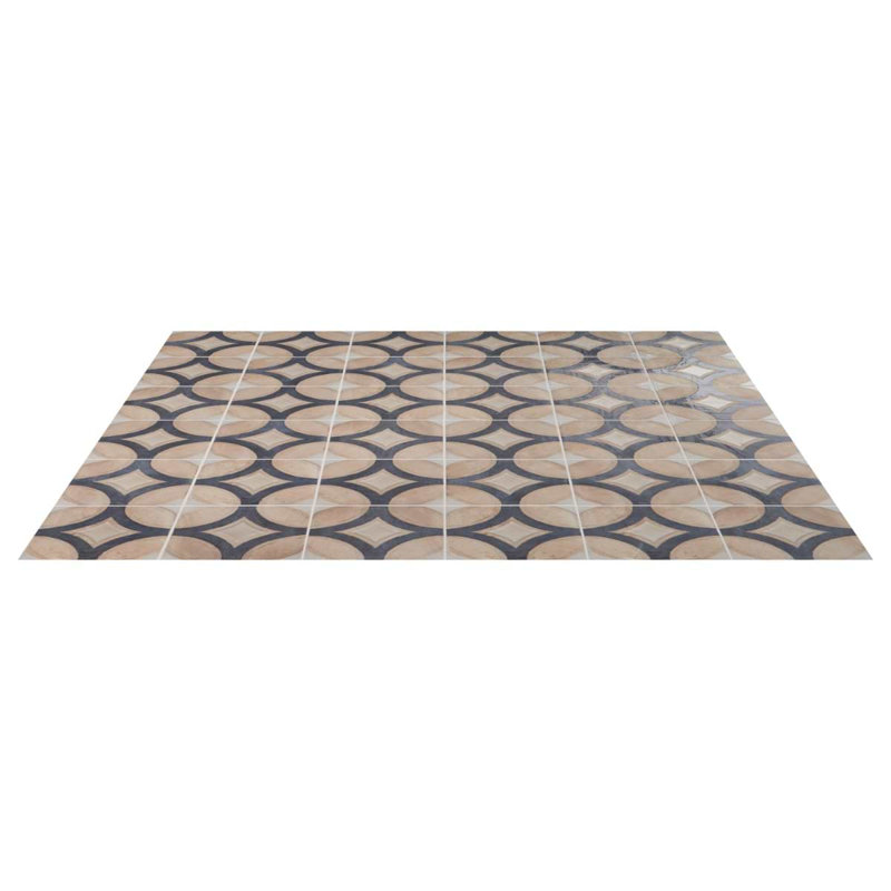 Angela Harris Mediterra 8x8 Matte Terracotta Porcelain Tile, Circles Crema