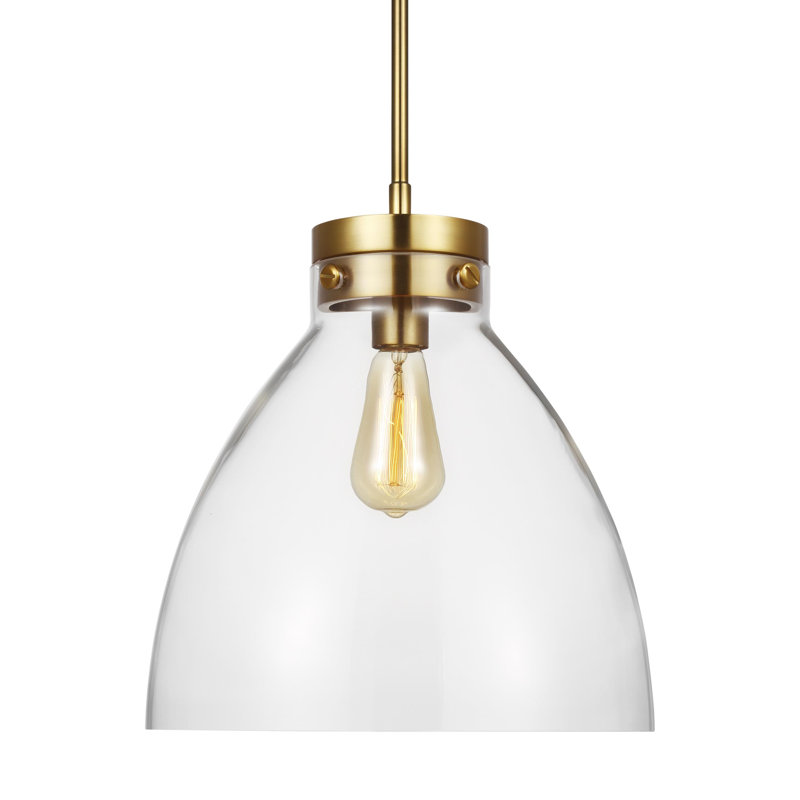 1 - Light Single Bell Pendant by Chapman & Myers, Burnished Brass
