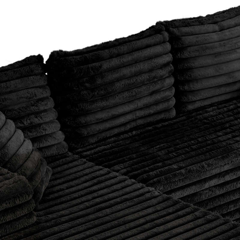 Canapé modulaire Harvill Boneless, 2 pièces, sans assemblage requis, Noir, noir, noir, noir, Velours côtelé grossier