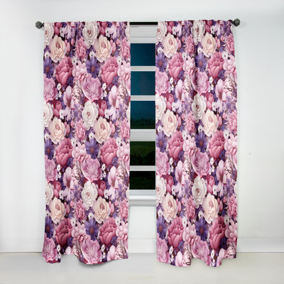 Springtime Purple Blossoms Botanical Pattern - Floral Curtain Panels