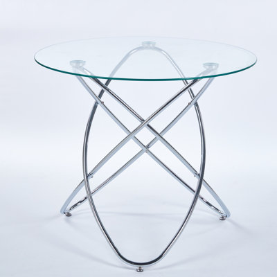 、、、、、 Modern Color Metal Leg And Glass Top Kitchen Table, Natural Look, Flexible Design, 35.52 In Width