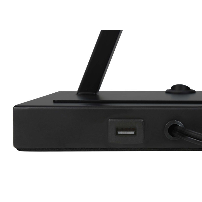 Lighting, h 25 po, lampe de table, port USB inclus, métal noir, abat-jour beige, transitionnel