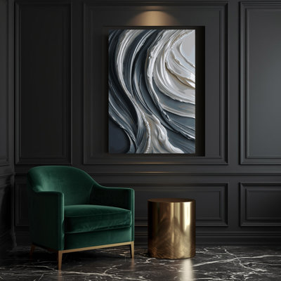 Art mural sur toile diagonale à rayures noires ardoise