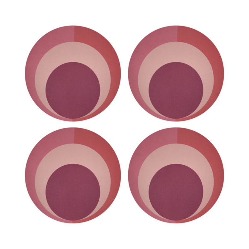 Sous-verres ronds en cuir corail rose, Corail rose