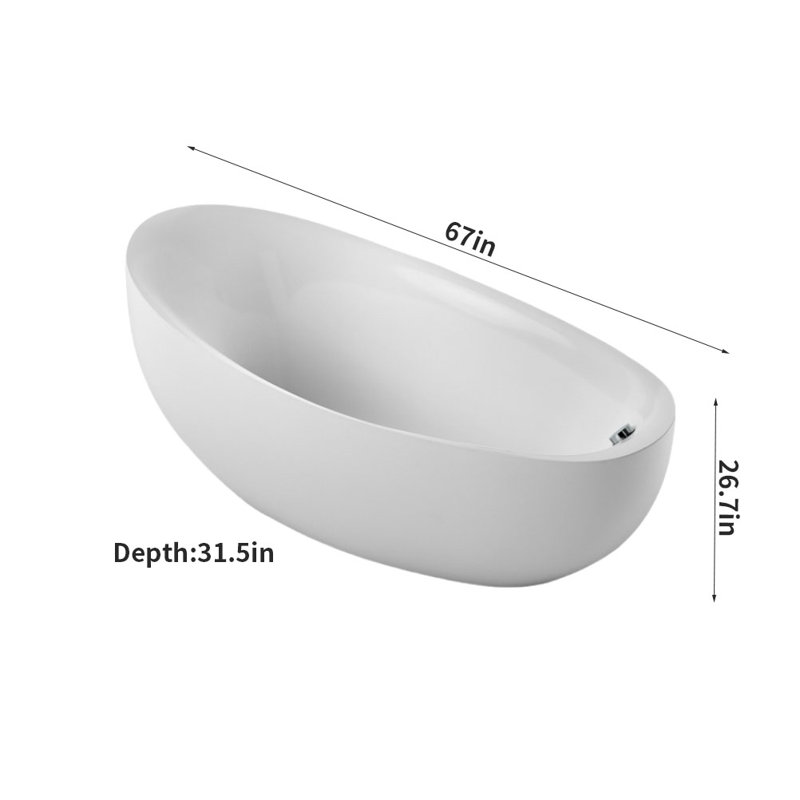 67'' x 31.5'' Bathtub, White