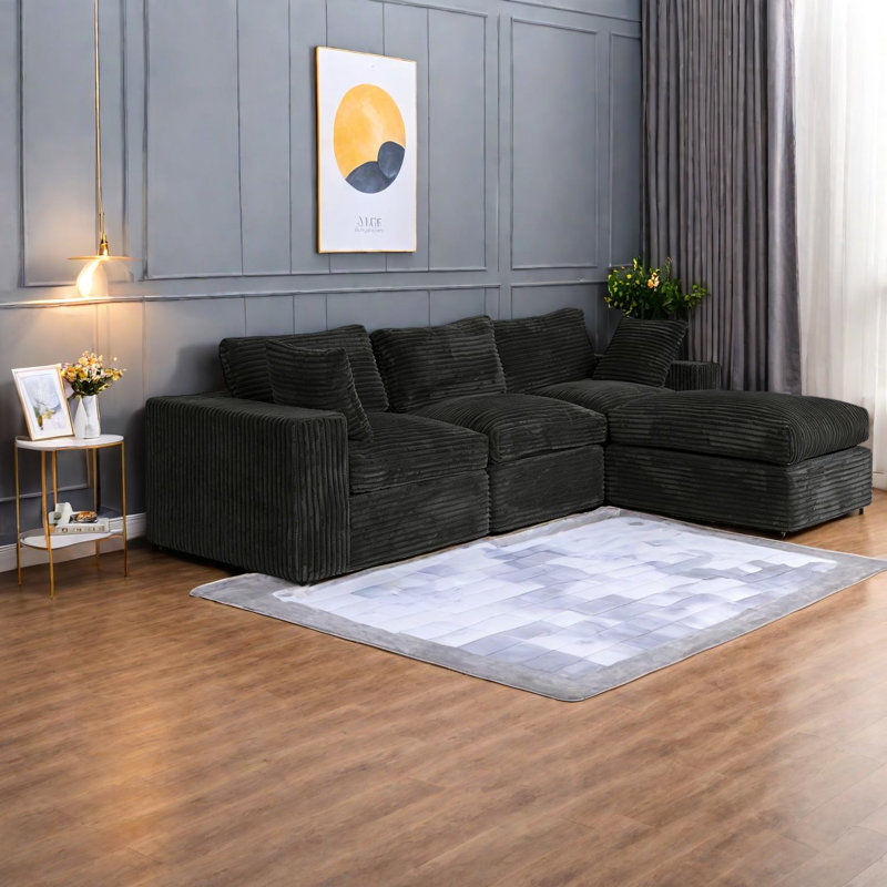 Deep Seat Sectionals, Chenille 108 In Modern Modular Home Sofa