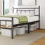 Lit plateforme haut Carrold de 46 po de style industriel moderne, structure en métal robuste pouvant supporter jusqu'à 1000 lb, sans sommier tapissier, pas de grincement-228103339