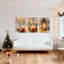 Ensemble de 3 tableaux sur toile représentant des bougies et des lanternes de Noël, pour la décoration du salon, de la chambre et de la maison.-121088605