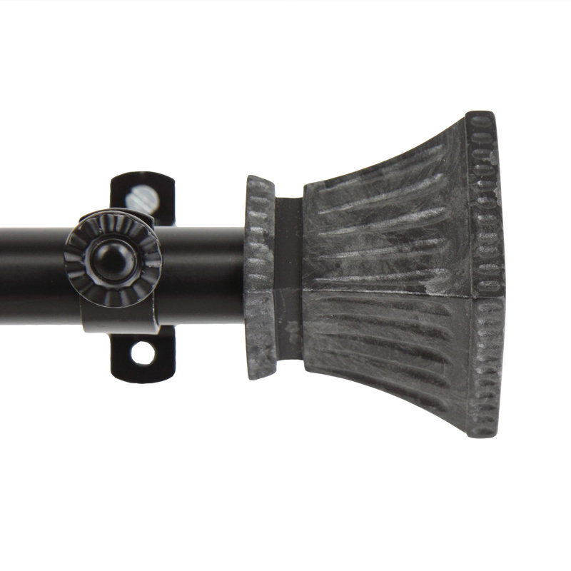 Tringle à rideaux simple ajustable pour fenêtre de 0,81 po Reanna (4 côtés), 18 po à 28 po (chaque côté), Noir