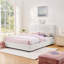 Lit tapissier avec tête de lit en lapin, éclairage à DEL intégré et quatre tiroirs de rangement spacieux sous le lit pour les chambres à coucher modernes.-392190490-392190495