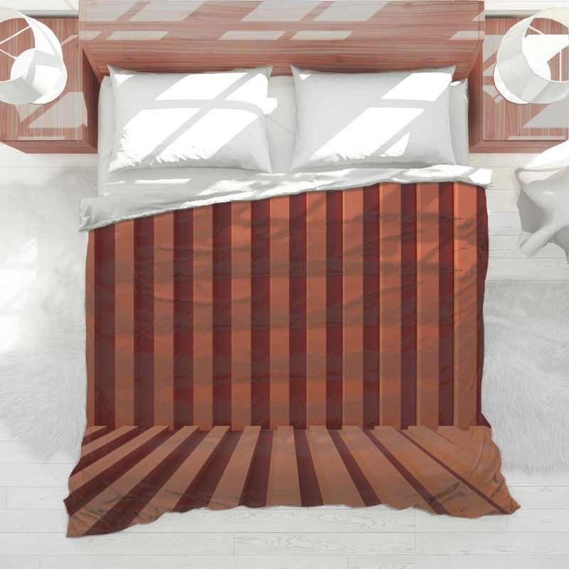 Orange Vertical Lines Comforter, Queen