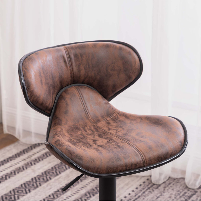Leopoldo Swivel Upholstered Adjustable with Metal Frame, Light Brown