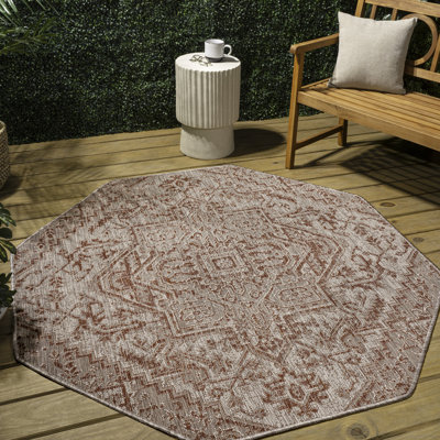 Tapis intérieur / extérieur rouge / taupe Truman