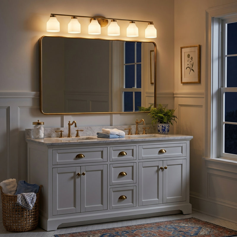 Éclairage de salle de bain à intensité variable 6 lumières, Or brossé