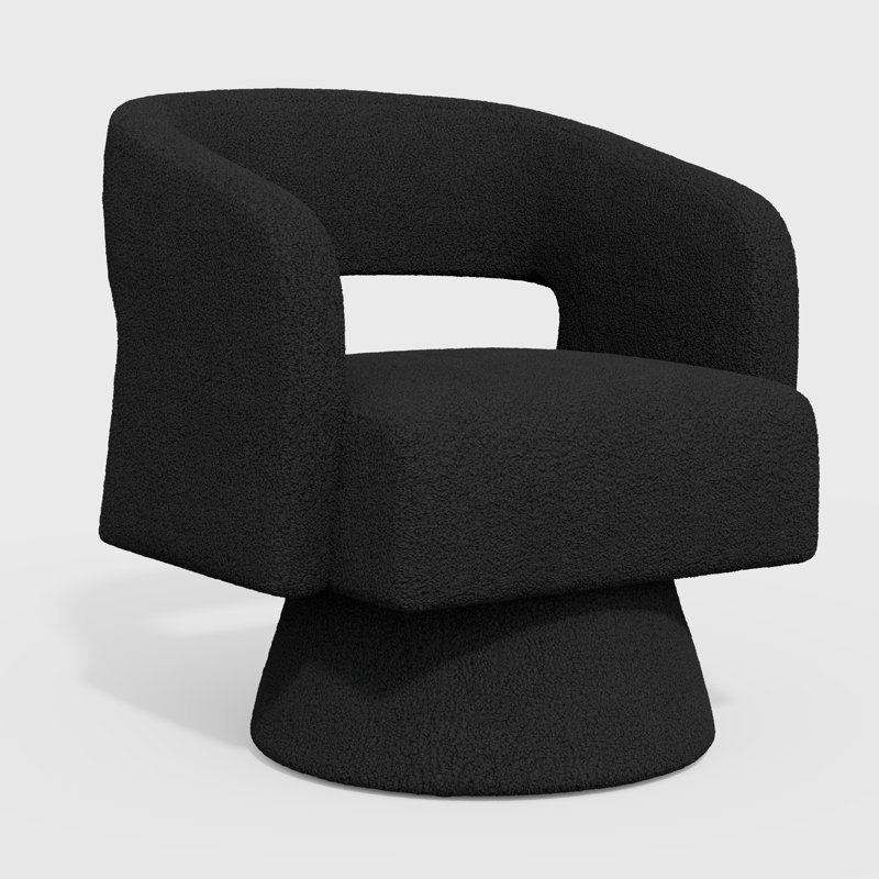 Fauteuil d'appoint pivotant en tonneau, fauteuil rembourré Teddy & Chenille avec base pivotante à 360 ° pleine perle, mobilier d'appoint moderne pour salon, chambre à coucher et meuble-lavabo