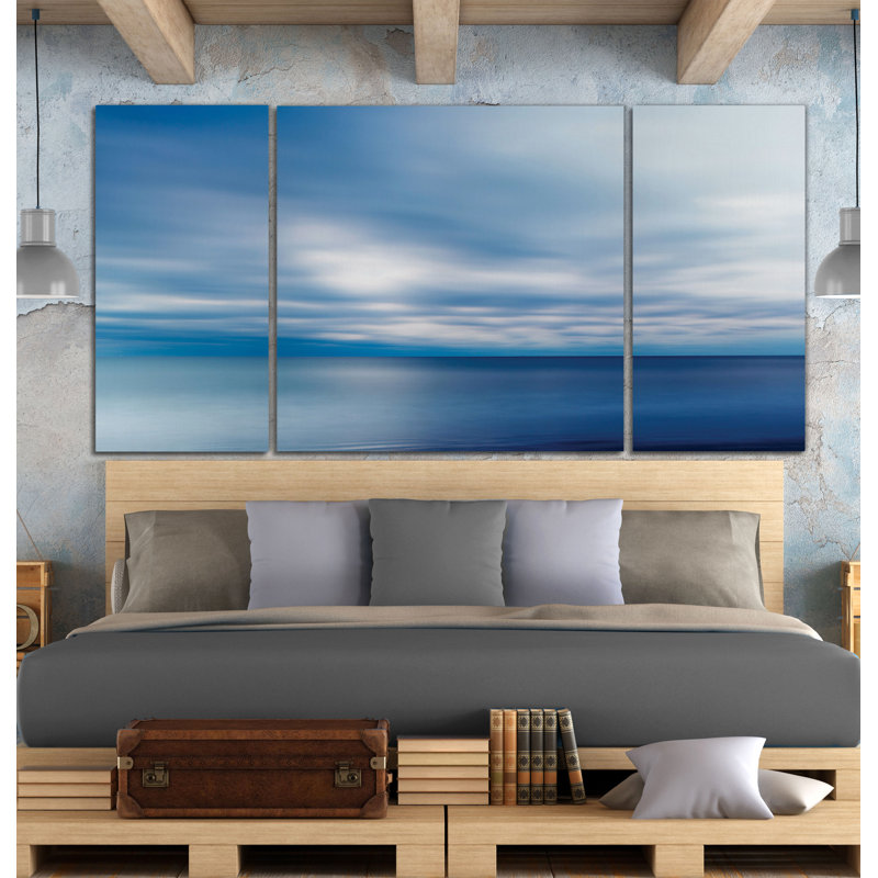 Forever Blue - 3 pièces, reproduction d'art sur toile, H 40 po x l 80 po x P 1,5 po