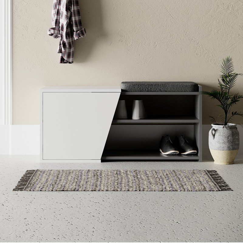 Aero Upholstered Storage Bench Entryway & Hallway Seating with Shoe Storage, Anthracite/White