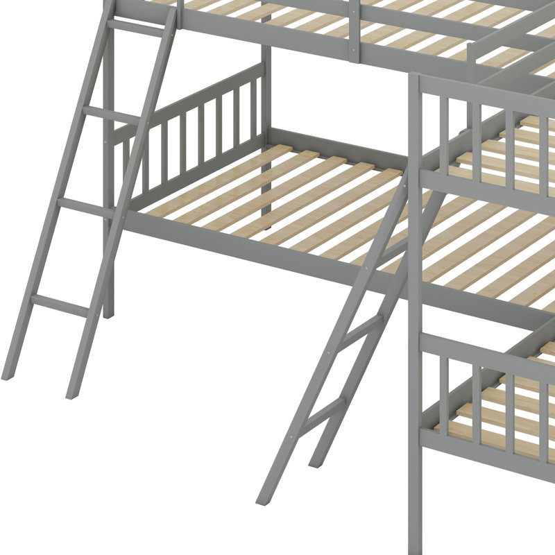L-Shaped Bunk Bed With Ladder, Grey