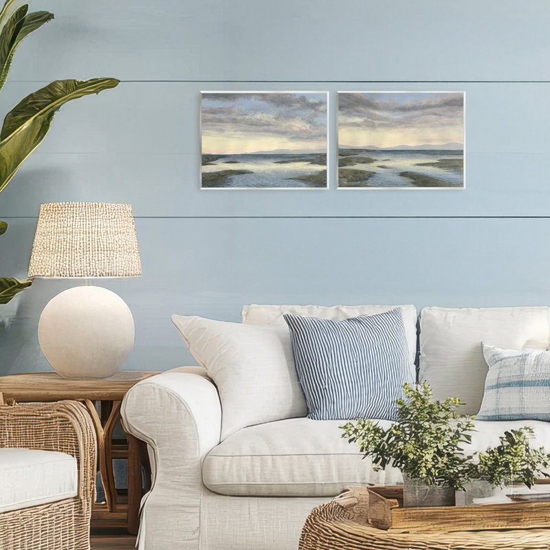 Ensemble de 2 plaques murales Sunlit Sea Expanse, design par Michael Willett