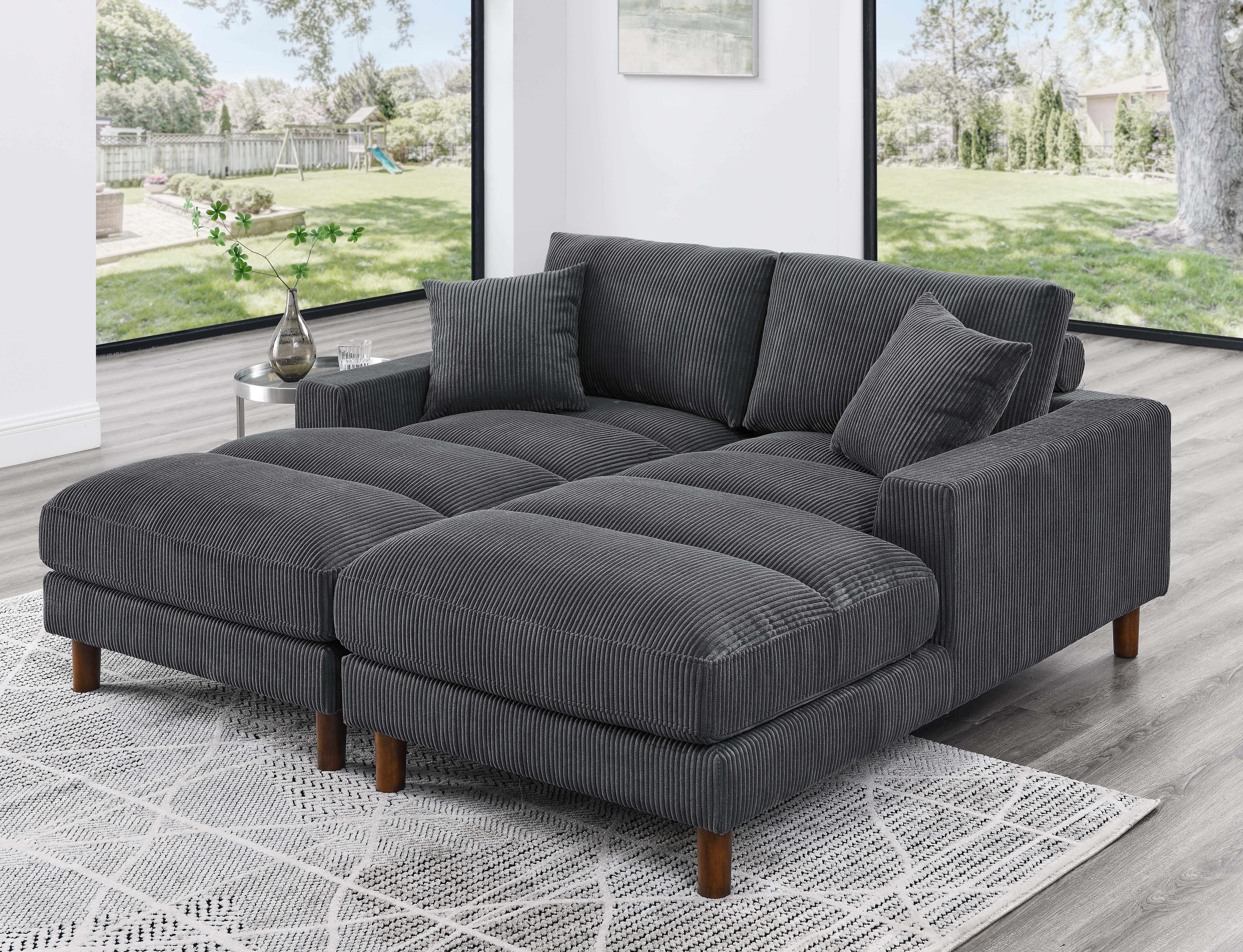 Antwand Sofa Wade Logan Fabric: Dark Gray Corduroy